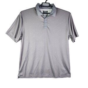 Mens Ben Hogan Performance Polo Shirt Gray Diamond Pattern Short Sleeve Golf XL